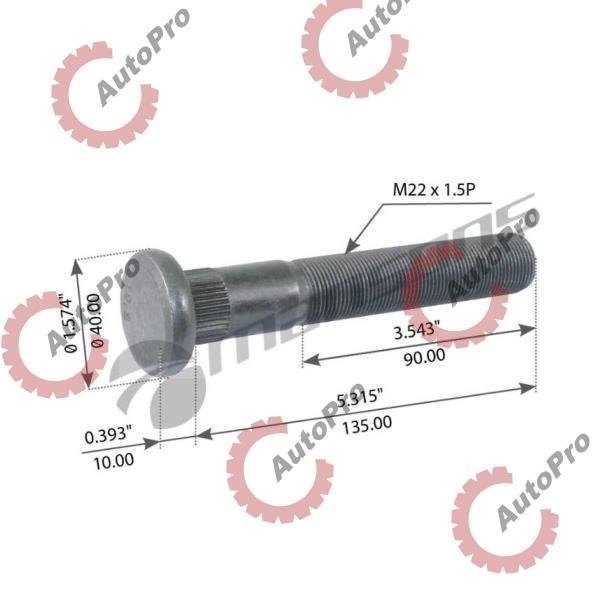 780270 Шпилька заднего колеса FL/INT/VOL/KW/PB (D=24мм,L=130мм тело) MANSONS