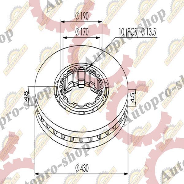 160050070 Диск тормозной 430х160х48 SAF SKRB 9022 INTEGRAL  SONDER