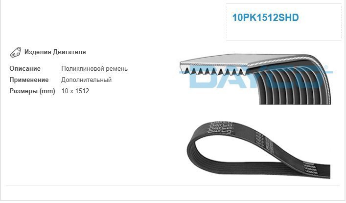 10PK1512SHD Ремень поликлиновой VOLVO FH13   DAYCO 