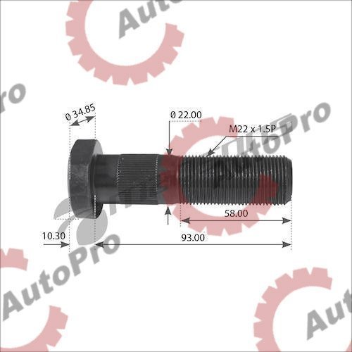 600073 Шпилька колесная М22х1,5х104/93  SAF   MANSONS