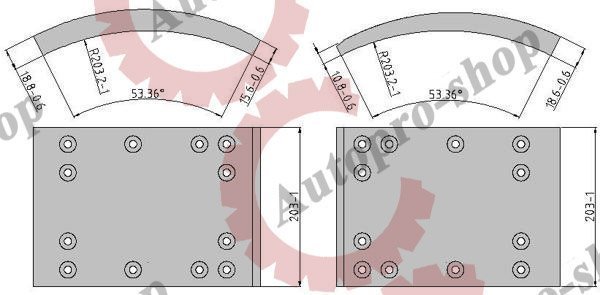 65206300A8RV К-т тормозных накладок прицепа (419х203) Fruehauf.SAF/ROR  FOMAR