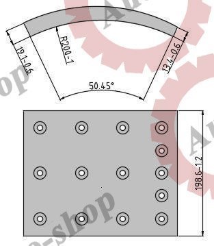 FO00185110 Накладки тормозные 1 ремонт с заклепками 410x200  VOLVO  FOMAR