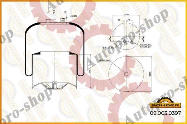 090030397 Пневморессора со стаканом (металл) с датчиком MB  Actros SONDER