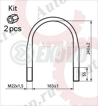 28238E Стремянка рессоры (полоская)  М22х1,5x162x240  SCHMITZ EXOVO