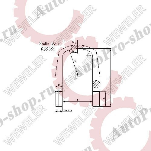 B179M22B006 Стремянка рессоры (сверху плоская) BPW M22x128x264мм   WEWELER