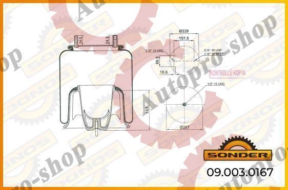 090030167 Пневморессора со стаканом (алюмин) Freightliner .SONDER